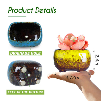 4.7 Inch Succulent Planter Pot Cute Modern Ceramic Cactus Glaze Flowers Pots with Drainage