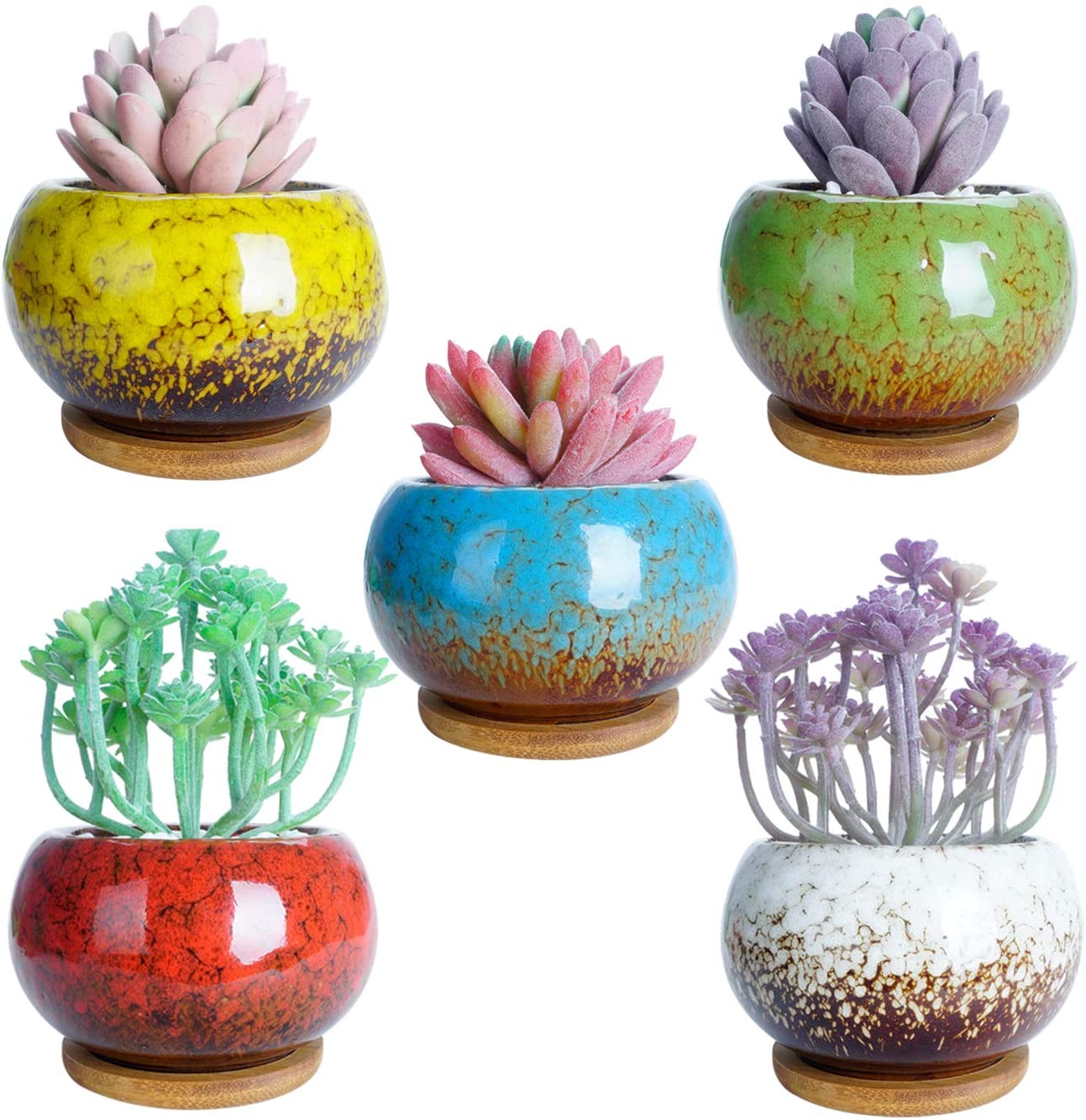  GEMWAVE Small Succulent Pots, Ceramic Pot Planters