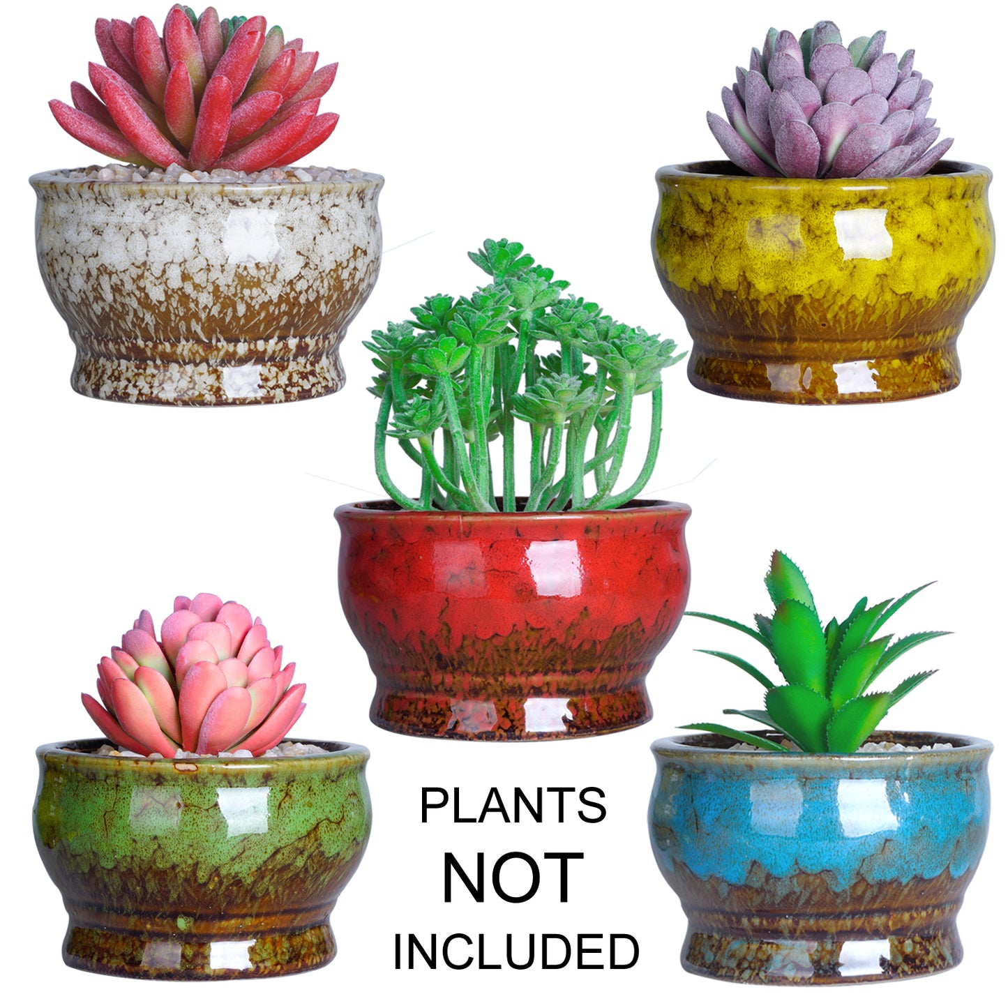 Cute 4.3 Inch Succulent Planter Pot Modern Ceramic Cactus Glaze Flowers Pots with Drainage